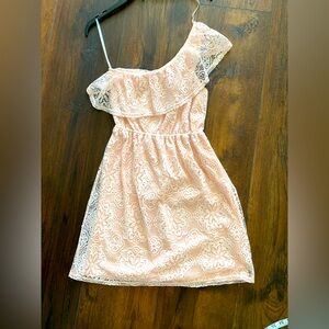 Light Pink One Shoulder Lace mini dress